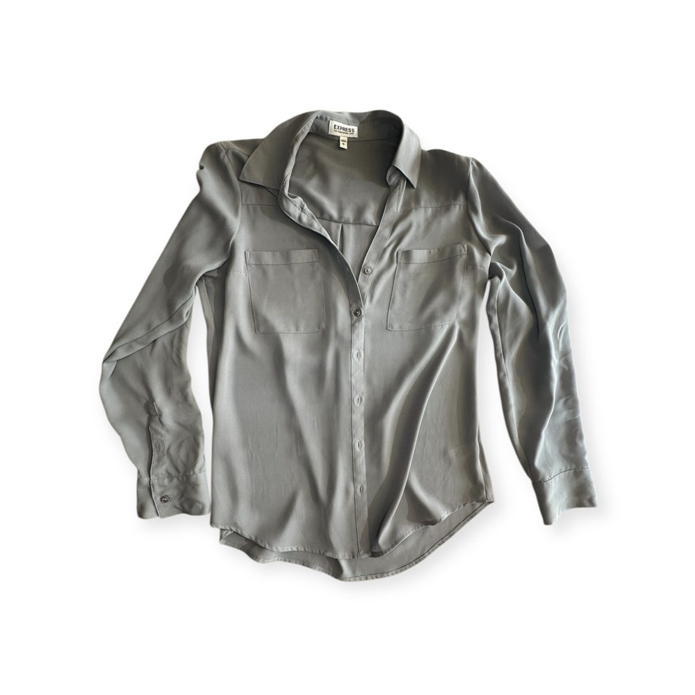 Express Women’s Portofino Slim Fit Button Up Gray Sz. Small